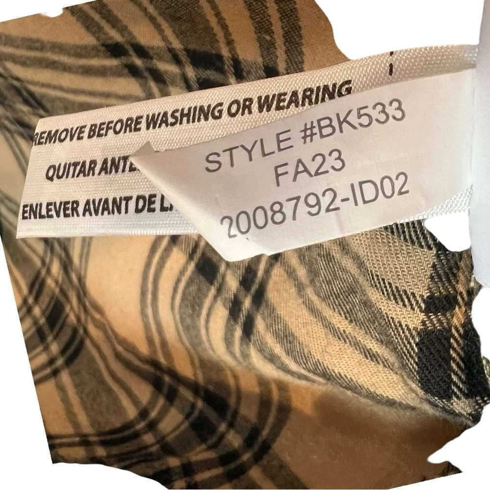 J Crew Factory Women’s black & tan brown Plaid Soft Flannel Shirt NWT